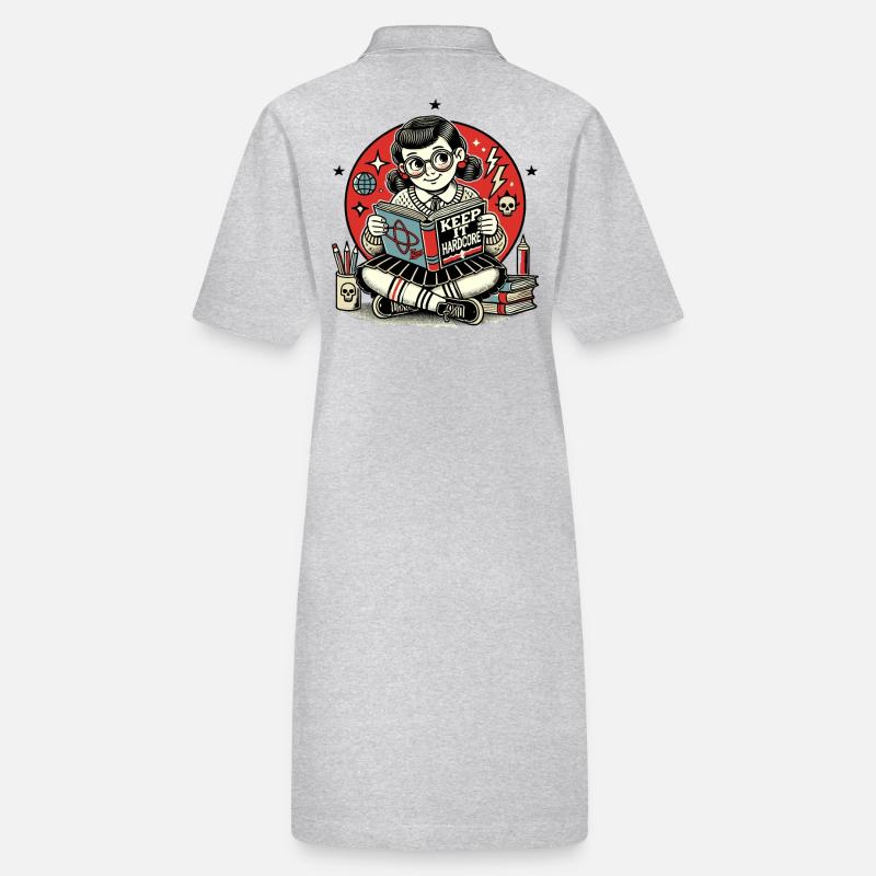 Schlaues Schulmädchen liest über Hardcore bleiben Stanley/Stella Frauen Bio-Polokleid PAIGER