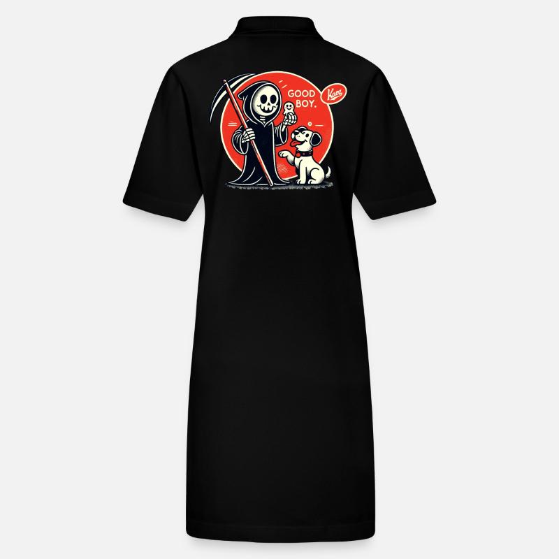 Sensenmann spielt mit Hund: Guter Junge Stanley/Stella Frauen Bio-Polokleid PAIGER