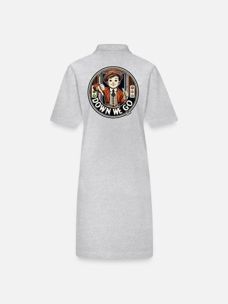 Elevator Liftboy: thumbs down, it's going down - Stanley/Stella PAIGER Organic Women’s Polo Dress - heather grey - Back