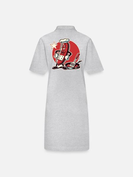 Der Koch ist eine lustige Bratwurst mit Pfanne - Stanley/Stella Frauen Bio-Polokleid PAIGER - Grau meliert - Hinten
