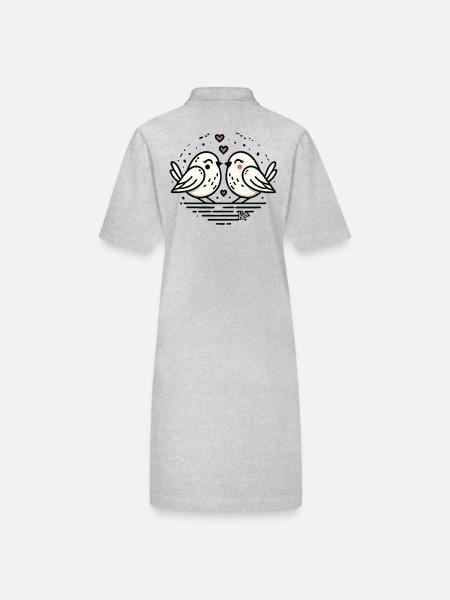 Des tourtereaux de cœur, des tourtereaux d’amour - Robe polo bio PAIGER Stanley/Stella Femme - gris chiné - Dos