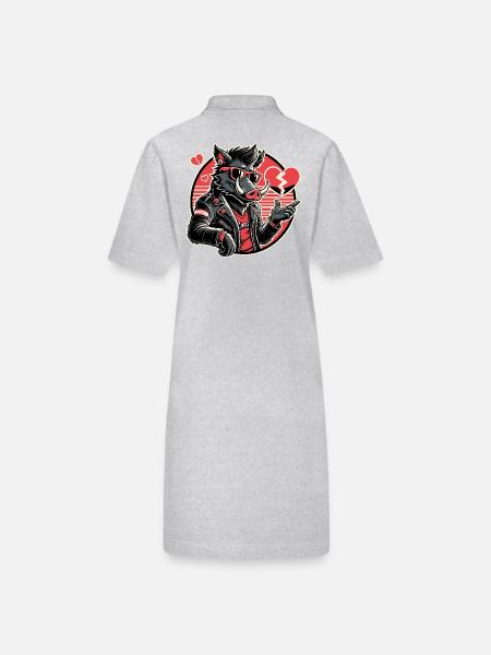 Cool Biker Briseur de cœur Cochon - Robe polo bio PAIGER Stanley/Stella Femme - gris chiné - Dos