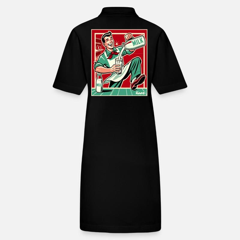 Retro Milchmann, glücklich Milch einschenken Stanley/Stella Frauen Bio-Polokleid PAIGER