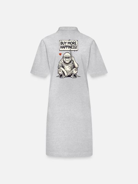 Gorille satirique avec bouclier : Achetez plus de bonheur - Robe polo bio PAIGER Stanley/Stella Femme - gris chiné - Dos