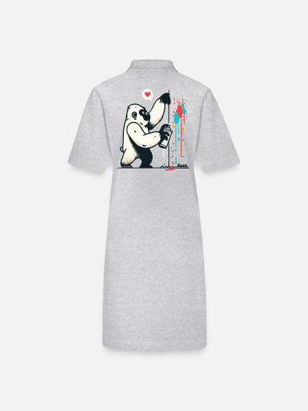 Graffiti gorille avec bombe aérosol - Robe polo bio PAIGER Stanley/Stella Femme - gris chiné - Dos