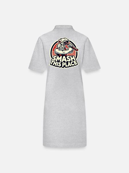 Smash This Place – Angry Hammerman - Stanley/Stella PAIGER Organic Women’s Polo Dress - heather grey - Back