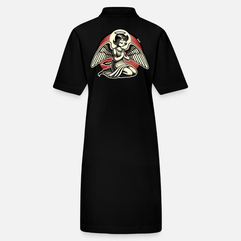 Retro Cartoon Betender Engel Stanley/Stella Frauen Bio-Polokleid PAIGER