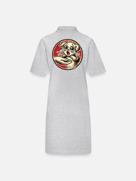 Rescued dog puppy – tears of joy - Stanley/Stella PAIGER Organic Women’s Polo Dress - heather grey - Back