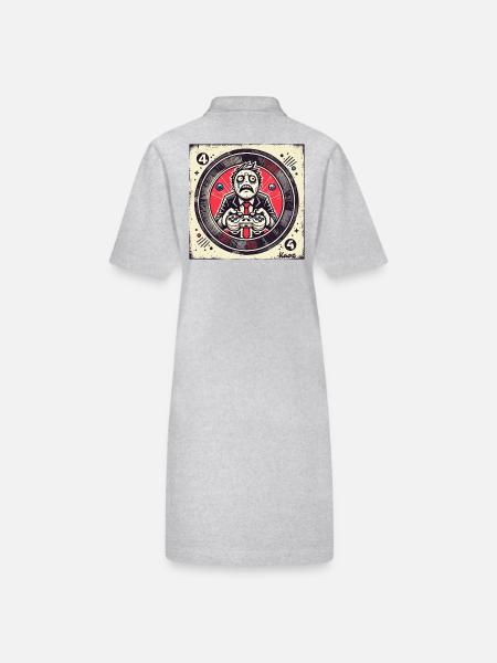 Intensiver Gamer im Anzug und Retro-Style - Stanley/Stella Frauen Bio-Polokleid PAIGER - Grau meliert - Hinten