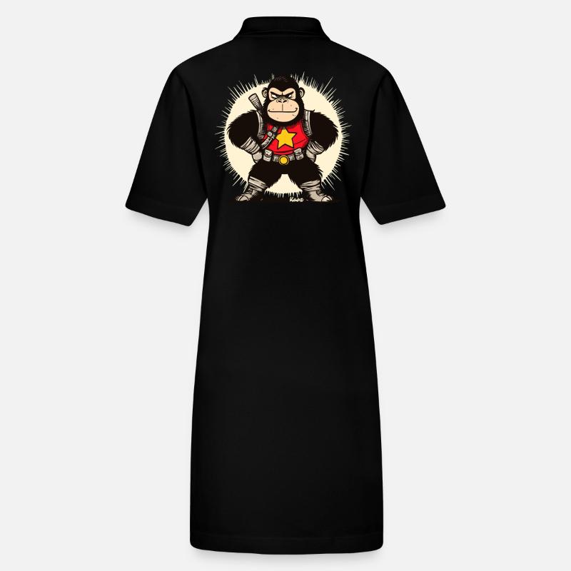 Heroischer lustiger Gorilla-Krieger-Held Stanley/Stella Frauen Bio-Polokleid PAIGER