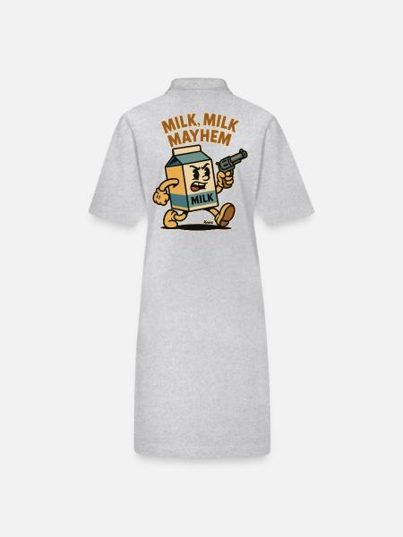 A milk, milk carton in retro madness - Stanley/Stella PAIGER Organic Women’s Polo Dress - heather grey - Back