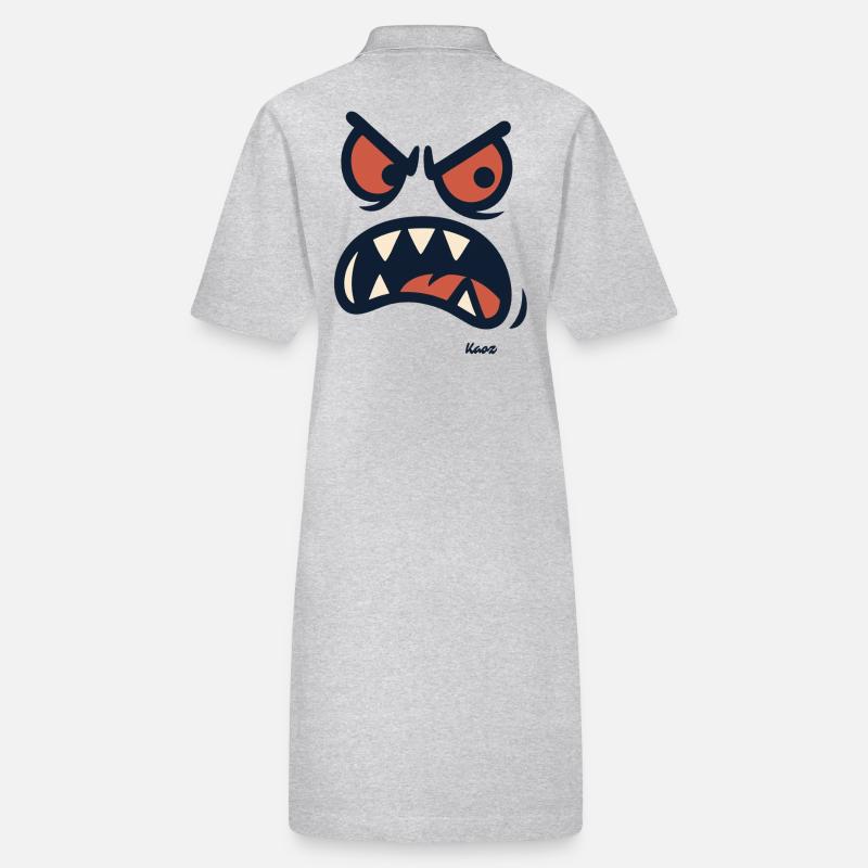 Visage de dessin animé en colère avec des dents Robe polo bio PAIGER Stanley/Stella Femme