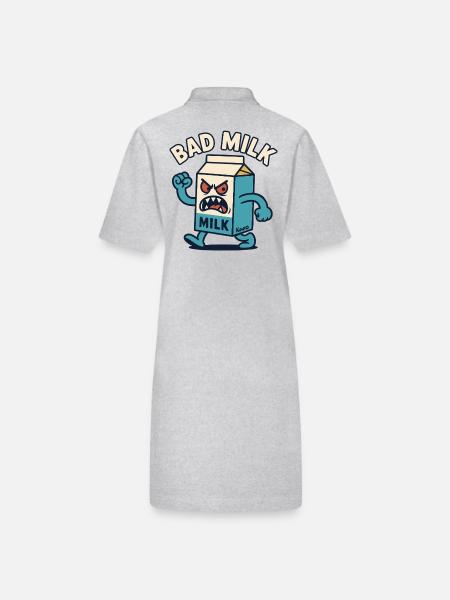 Angry Milk Carton – Bad Milk Cartoon - Stanley/Stella PAIGER Organic Women’s Polo Dress - heather grey - Back