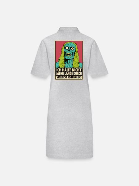Zombie mit Spruch: „Ich halte nicht durch“ - Stanley/Stella Frauen Bio-Polokleid PAIGER - Grau meliert - Hinten