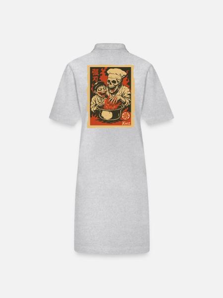 Skeleton chef with assistant and cooking pot - Stanley/Stella PAIGER Organic Women’s Polo Dress - heather grey - Back