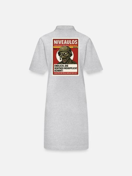 Satire Magazin mit Zombie Soldat und Schlagzeile - Stanley/Stella Frauen Bio-Polokleid PAIGER - Grau meliert - Hinten