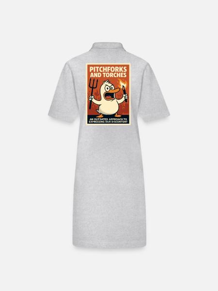 Canard en colère avec torche et fourche - Robe polo bio PAIGER Stanley/Stella Femme - gris chiné - Dos