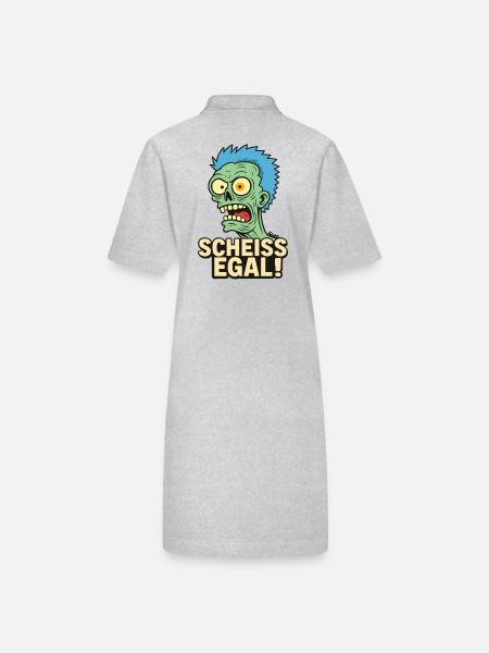 Grüner Zombie dem Alles egal ist - Stanley/Stella Frauen Bio-Polokleid PAIGER - Grau meliert - Hinten