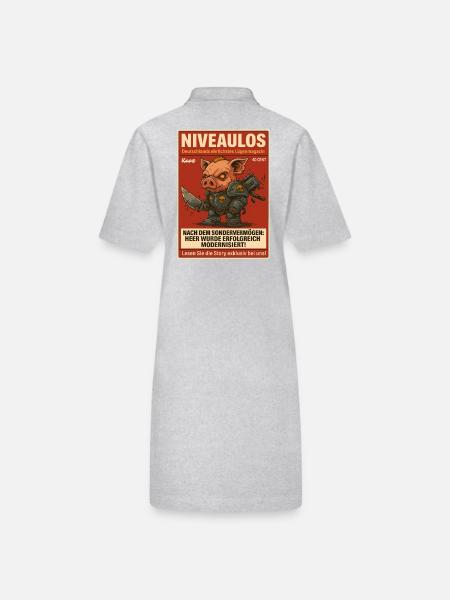 Kampfschwein in Rüstung auf Fake-Magazin - Stanley/Stella Frauen Bio-Polokleid PAIGER - Grau meliert - Hinten