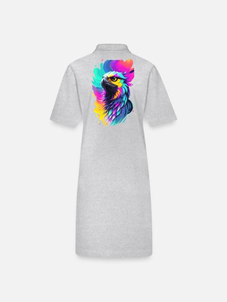 Aigle coloré dans le style splash art - Robe polo bio PAIGER Stanley/Stella Femme - gris chiné - Dos