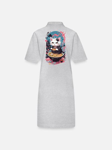 Chat Goth Pastel Ramen Soupe de nouilles Kawaii - Robe polo bio PAIGER Stanley/Stella Femme - gris chiné - Dos