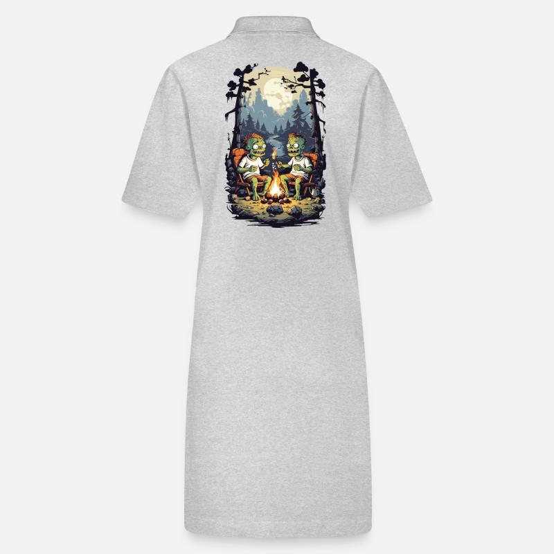 Zombies Campfire Halloween Cartoon Kids Design Stanley/Stella PAIGER Organic Women’s Polo Dress