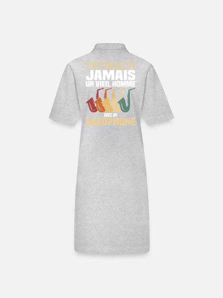Un vieil homme avec un saxophone - Robe polo bio PAIGER Stanley/Stella Femme - gris chiné - Dos