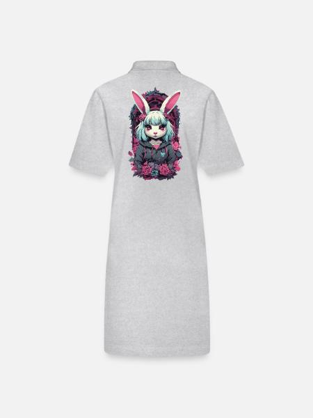 e-Girl Goth Kemonomimi Anime Bunnies Esthétique - Robe polo bio PAIGER Stanley/Stella Femme - gris chiné - Dos