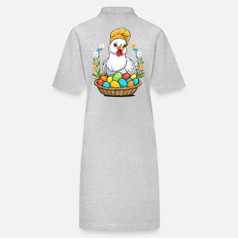 Easter Chicken Colorful Cute Funny Easter Eggs Nest Stanley/Stella PAIGER Organic Women’s Polo Dress