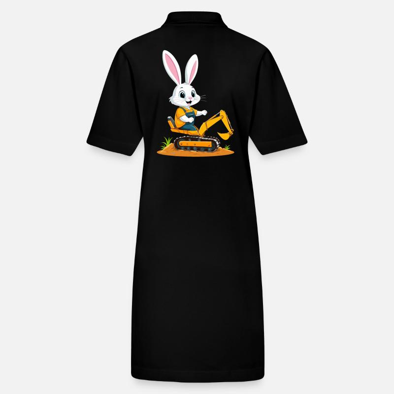 Easter Bunny Excavator Driver Funny Easter Eggs Digging Stanley/Stella PAIGER Organic Women’s Polo Dress
