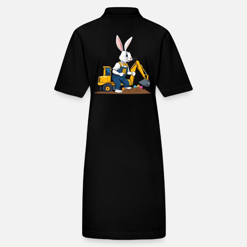 Easter Bunny Excavator Driver Easter Eggs Digging Funny Stanley/Stella PAIGER Organic Women’s Polo Dress