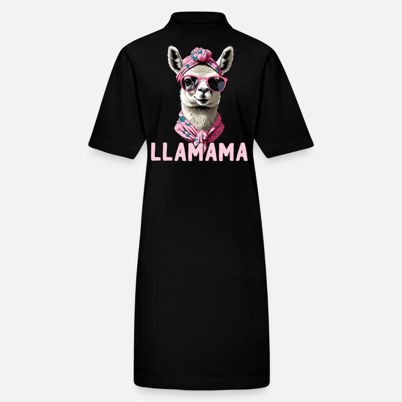LLamama Llama Loving Mom Funny Design Stanley/Stella PAIGER Organic Women’s Polo Dress
