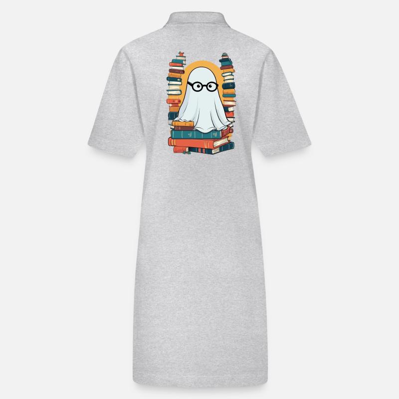 Reading Halloween Ghost Book Lover Style Stanley/Stella PAIGER Organic Women’s Polo Dress