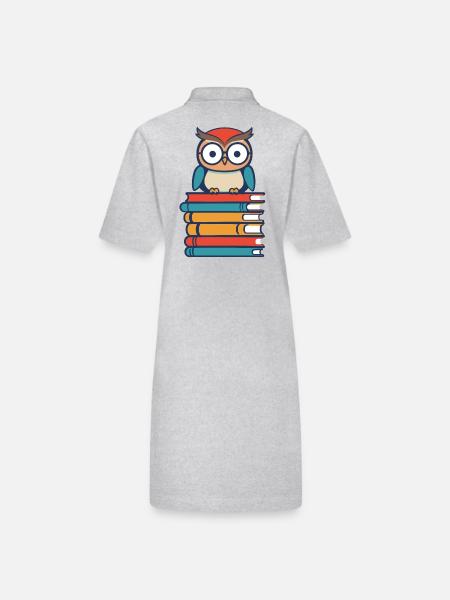 Livres Hibou mignon rat de bibliothèque rat de bibliothèque rat de bibliothèque - Robe polo bio PAIGER Stanley/Stella Femme - gris chiné - Dos