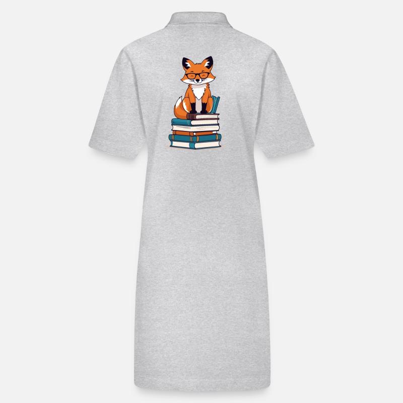 Cute book lover fox with glasses Stanley/Stella PAIGER Organic Women’s Polo Dress