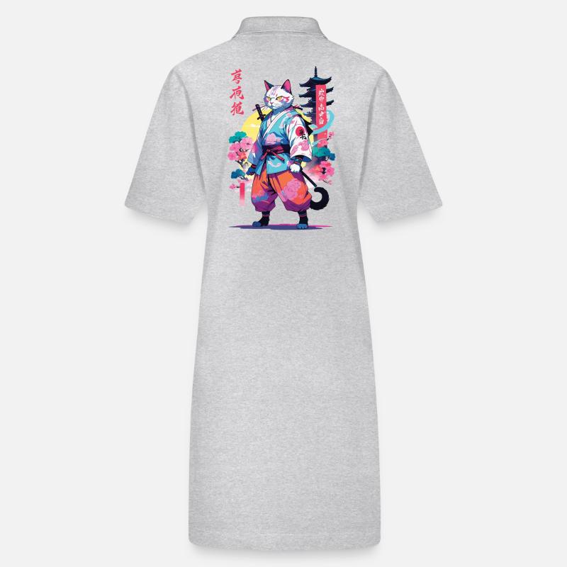 Samurai Katze Vaporwave Aesthetic Stanley/Stella Frauen Bio-Polokleid PAIGER