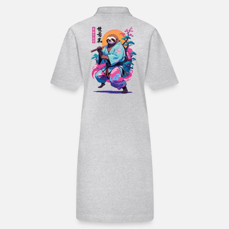Samurai Sloth Aesthetic Vaporwave Style Stanley/Stella PAIGER Organic Women’s Polo Dress
