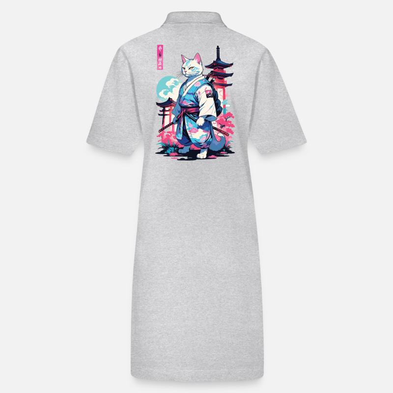 Samurai Cat Vaporwave Aesthetic Japan Style Stanley/Stella PAIGER Organic Women’s Polo Dress