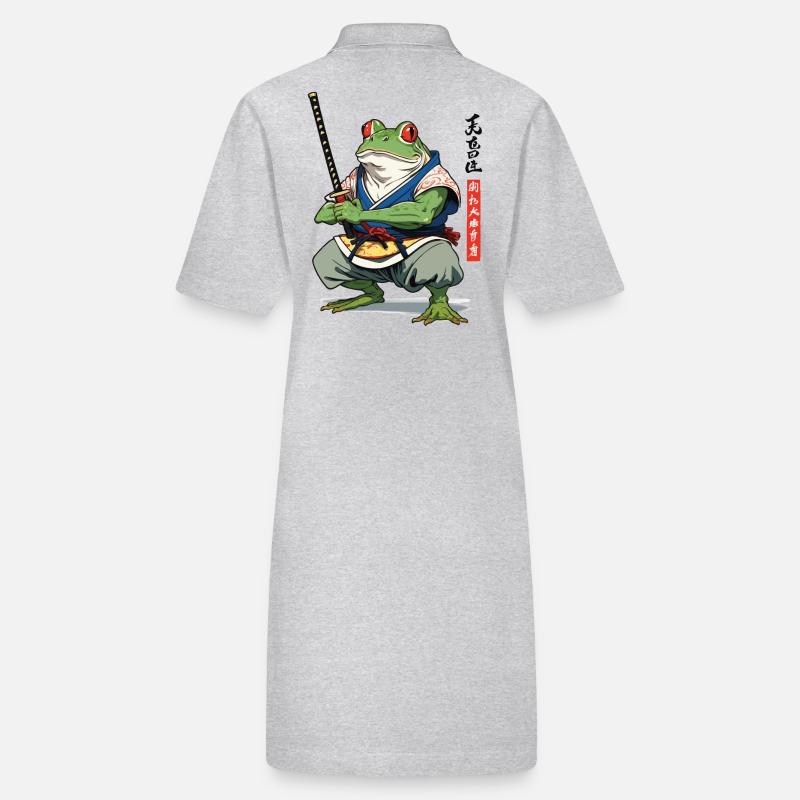 Samurai Frosch Vintage Ukiyo-e Stil Japan Style Stanley/Stella Frauen Bio-Polokleid PAIGER