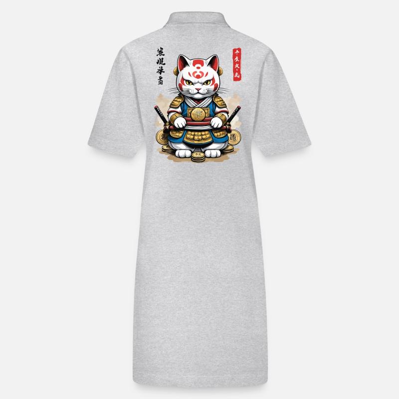 Samurai Katze in Ästhetischem Japan Style Stanley/Stella Frauen Bio-Polokleid PAIGER