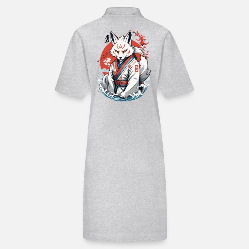 Kitsune Samurai Fox Vintage Ukiyo-e Style Stanley/Stella PAIGER Organic Women’s Polo Dress