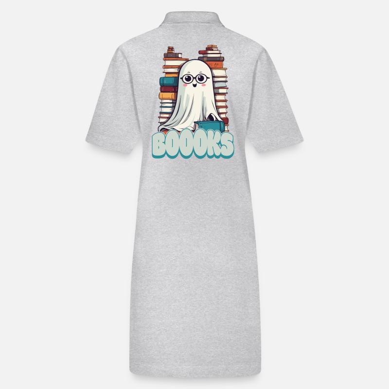 Cute Book Lover Ghost Stanley/Stella PAIGER Organic Women’s Polo Dress