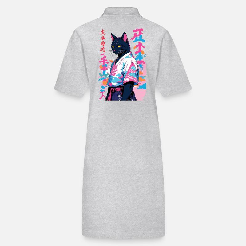 Samurai Cat Vaporwave Aesthetic Samurai Art Stanley/Stella PAIGER Organic Women’s Polo Dress