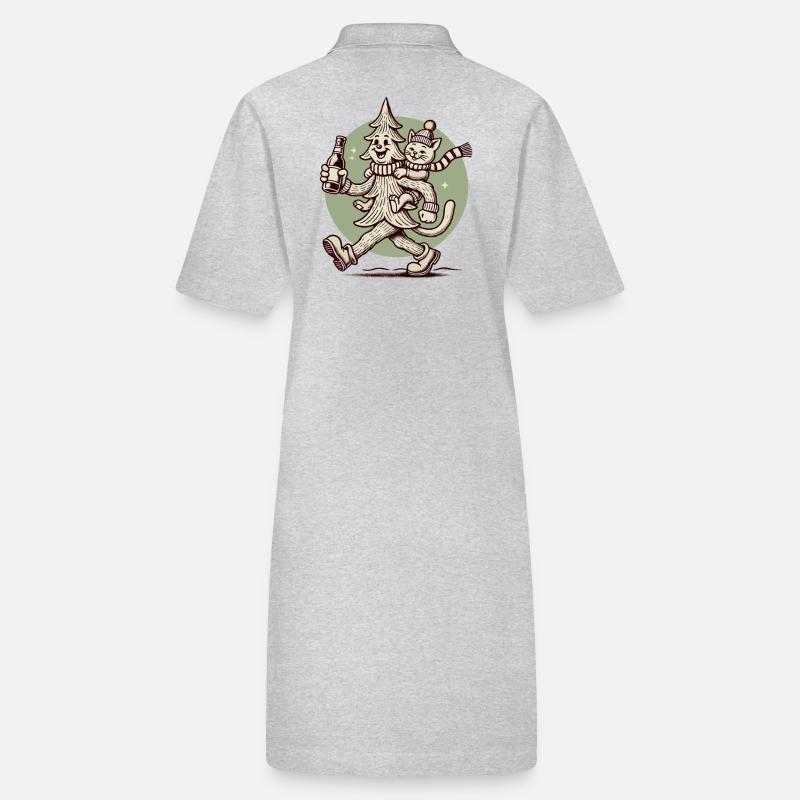 Funny Christmas Tree With Cat Retro Style Stanley/Stella PAIGER Organic Women’s Polo Dress
