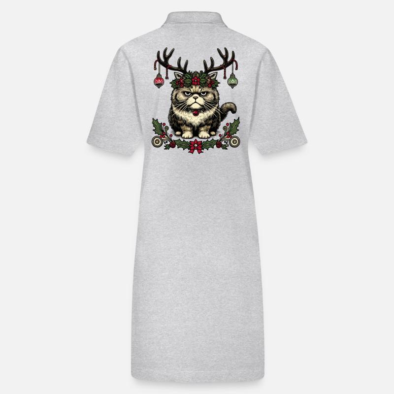 Weihnachtliche Katze Mit Geweih Stanley/Stella Frauen Bio-Polokleid PAIGER