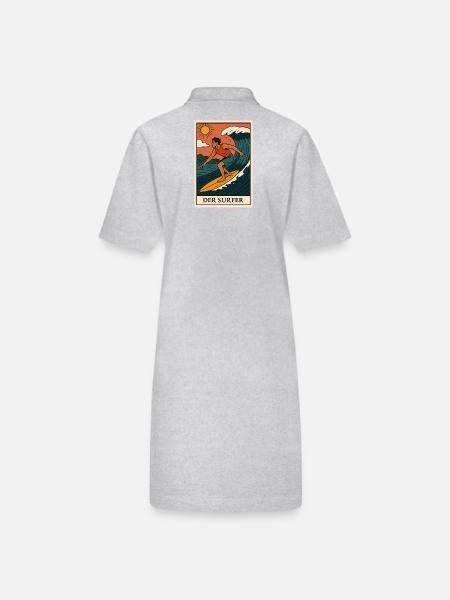 La fresque du surfeur avec la lumière du soleil - Robe polo bio PAIGER Stanley/Stella Femme - gris chiné - Dos