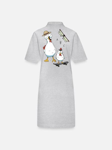Chickens Pupils Start of School Children - Stanley/Stella PAIGER Organic Women’s Polo Dress - heather grey - Back