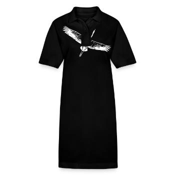 Héron oiseau en vol - Robe polo bio PAIGER Stanley/Stella Femme - noir - Devant