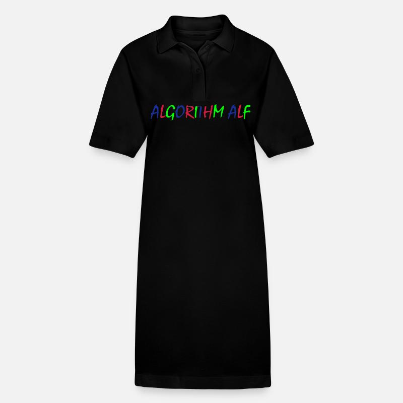 Algorithme Alf – Typographie colorée - Robe polo bio PAIGER Stanley/Stella Femme - noir