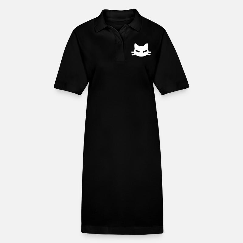 Cat with angular slit eyes - Stanley/Stella PAIGER Organic Women’s Polo Dress - black